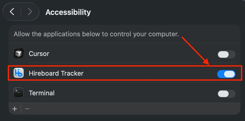 Toggle Hireboard Tracker ON